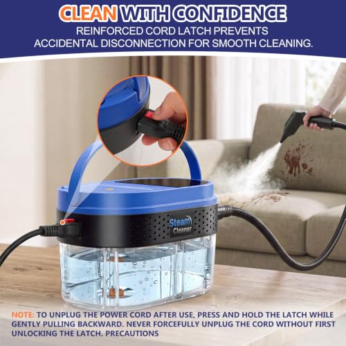 Image of 2500W Handheld Steam Cleaner, 15s Fast Heat 1.8L Tank for Home & Car