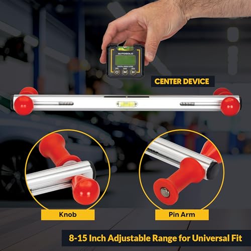 Image of Steering Wheel Level Alignment Tool with Digital Angle Level - Spring Loaded Universal Fit 8-15 Inch Steering Wheels