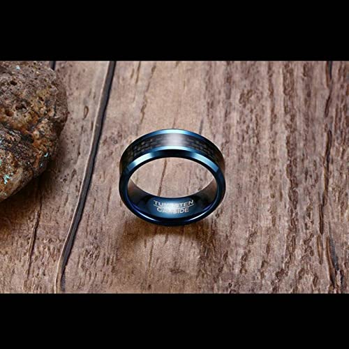 Bagues femme homme en tungstène cadeau idéal de mariage bicolore carbone 8mm - 2