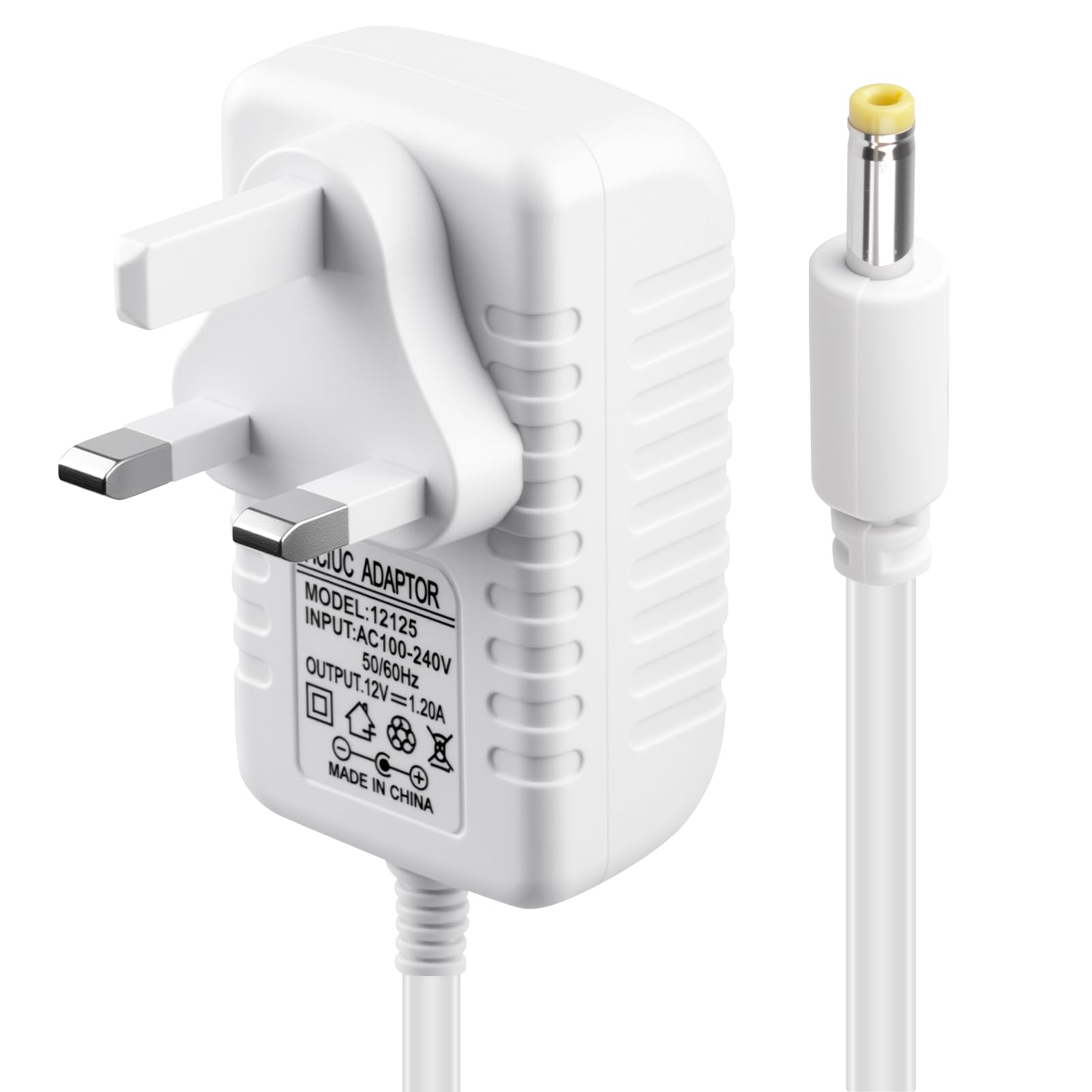 15W Power Supply Charger 12V 1.25A for Alexa Echo Dot 3rd 4th 5th Gen 2M 4.0*1.7mm Cable Adapter Replacement for Kids Edition Show 5 1st 2nd Gen Echo Dot with Clock Dot Spot Pop Fire TV Charging Cord