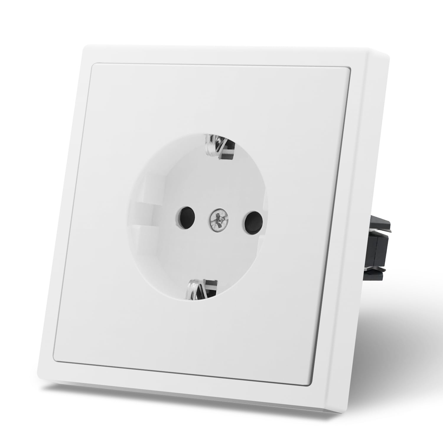 MVAVA Schuko Steckdose EU-Standard, 1 Fach Unterputz Steckdose, 80mm x 80mm Steckdosen, Einfache Installation, 3-Draht Erforderlich, Weiß