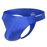 ZONBAILON Men's Thong Underwear G-strings Pouch Low Rise Sexy T Back Thong Panties Nylon Spandex Blue