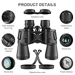 Binoculars for Adults High Powered, Military Compact HD Professional/Daily Waterproof 20x50 Binoculars for Bird Watching Travel Hunting Football Games Stargazing with Carrying Case & Strap - Image 4