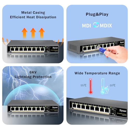 Image of 10 Port Unmanaged 2.5G Ethernet Switch with 8 x 2.5G RJ-45 Ports, 2 x 10G SFP+ Ports, Ports Speed Auto-Negotiation-100 /1000 /2500Mbps, One-Key VLAN, Fanless Metal Design, Plug & Play
