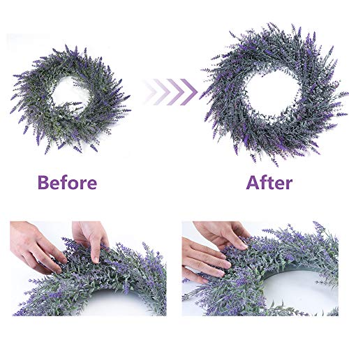 Ddhs Lavender Wreath For Front Door, 18" Artificial Farmhouse Wreaths For Wall Window Party Wedding Decor Indoor Outdoor #TOP4