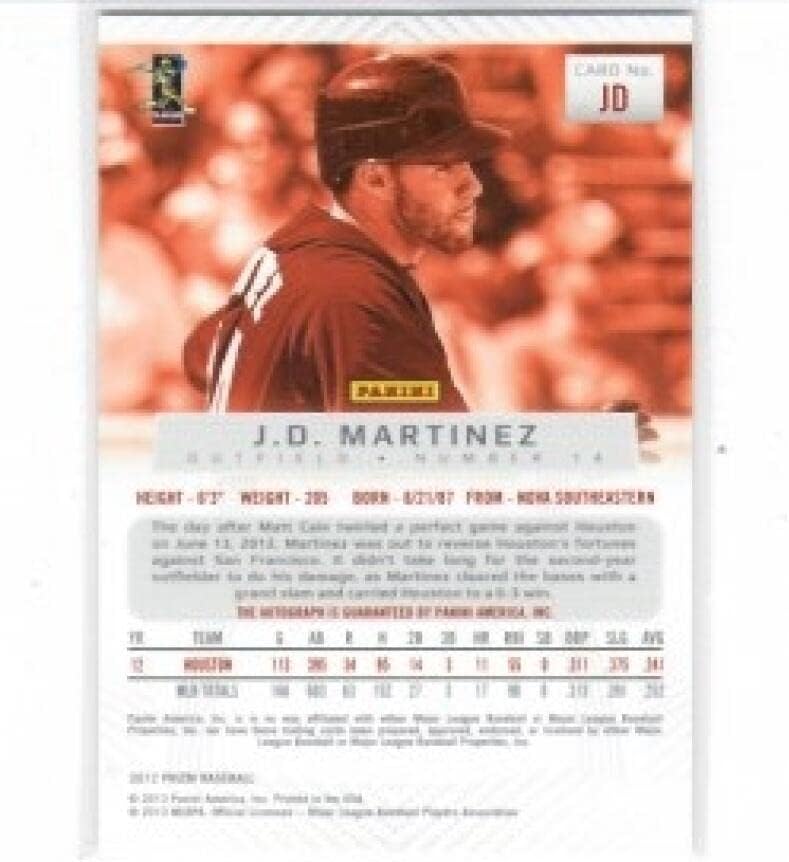 2012 Panini Prizm Autographs #40 J.D. Martinez Houston Astros MLB Baseball Card (Autographed) NM-MT
