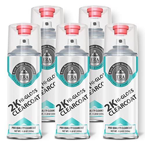 ERA Paints 2K High Gloss Clear Coat Spray/Aerosol Can – Professional Quality & Finish - Easy to Use – Best Value (5 pack)