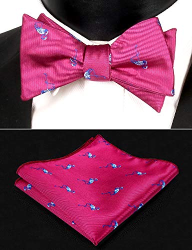 Image of Alizeal Mens 2pcs Solid Self-tied Bow Tie Set | Alizeal Mens 2pcs Self-tied Solid /Animal Bow Tie and Pocket Square Set Perfect for Wedding Business Formal Events