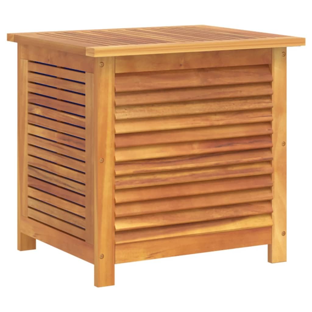 Gecheer Boîte de Rangement de Jardin Persiennes 60x50x56cm Bois Acacia, Coffre de Rangement Exterieur Organisateur de Outils, Coffre à Coussins pour Balcon, Piscine et Terrasse