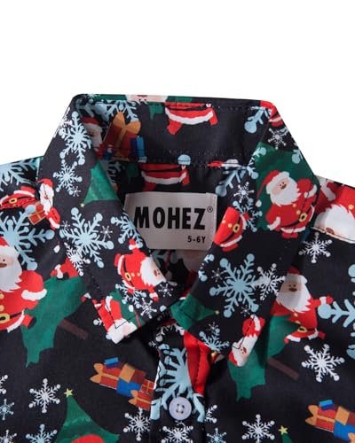 Boy Christmas Santa Claus Party Long Sleeve Shirt Kids Funny Xmas Holiday Printed Button Down Dress Shirt3