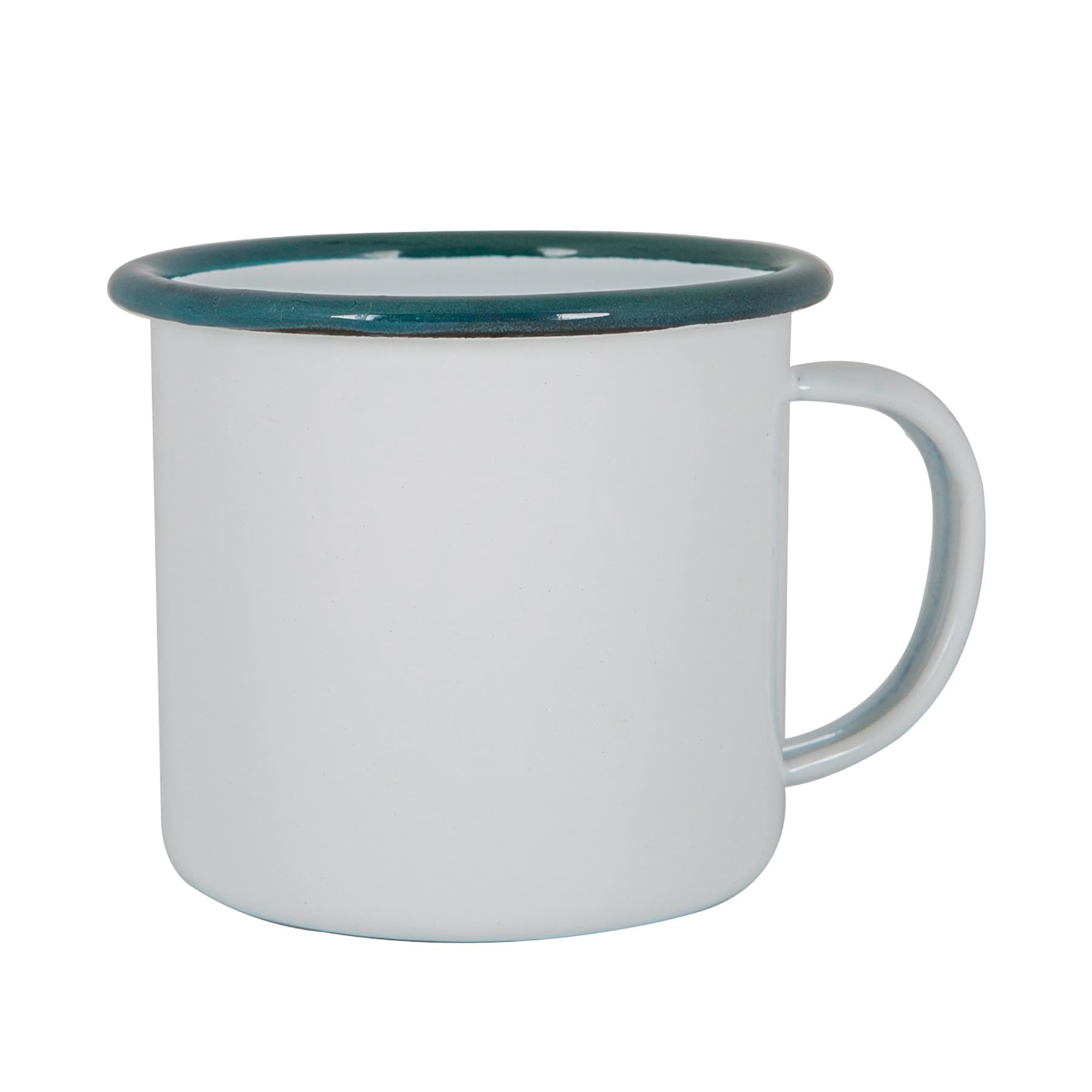 Argon Tableware Weiße Emaille -Tassen - 375ml - Grün - Pack Von 12