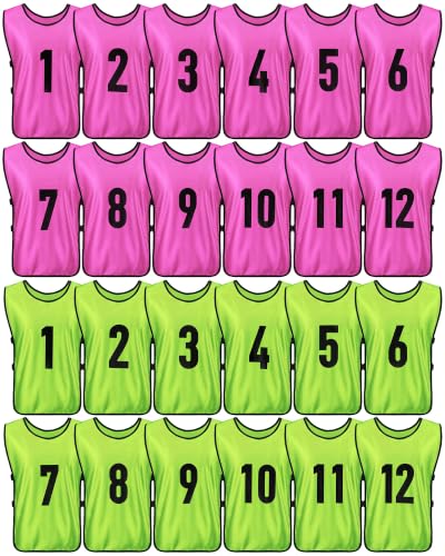 Image of Yahenda 24 Pcs Soccer Pinnies Numbered Vests Adult