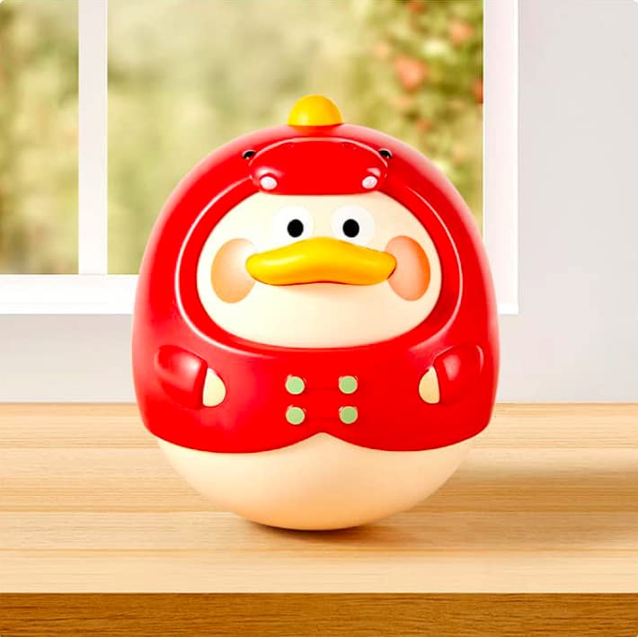 Tumbler Toy, Duck Toys, Cute Musical Toy Built in Bell, Self-balancing Toy for Baby, Gifts for Infant Boys and Girls (Red)