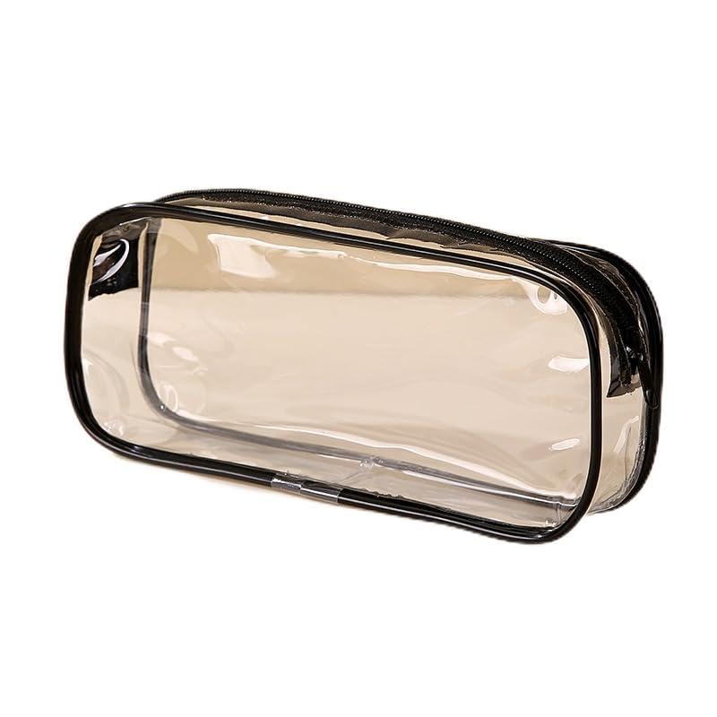 Bolsa de cosméticos transparente simples PVC à prova d'água estojo de armazenamento de maquiagem mini organizador bolsa de higiene pessoal sacos de lavagem, Preto, Casual