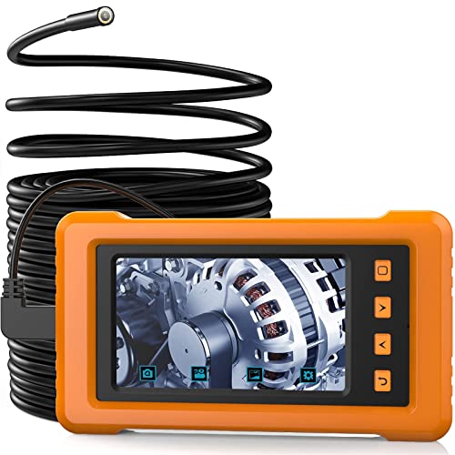 KZYEE Endoscope Industriel, Caméra D'inspection D'écran 4,3 Pouce 1080P HD câble Semi-Rigide 2800mAh Imperméable Caméra Inspection avec Carte TF 8GB & 6 LED - 10M