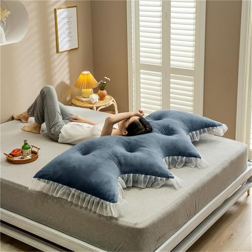 Image of Headboard Pillow PP Cotton Filler Large Bolster Pillows Backrest Support Sitting Up Reading Pillow in Bed Velvet Rest Upholstered Headboard Pads, (Blue, 39 inchx39 inch)