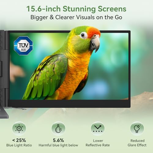 Image of Blackview Laptop Screen Extender, 2.2 lb Ultra-Light, One-Cable Connection, 15.6 inch Triple Screen Laptop Monitor Extender, TUV Eye-Care, Business Travel, Mac, Windows, ChromeOS, Switch