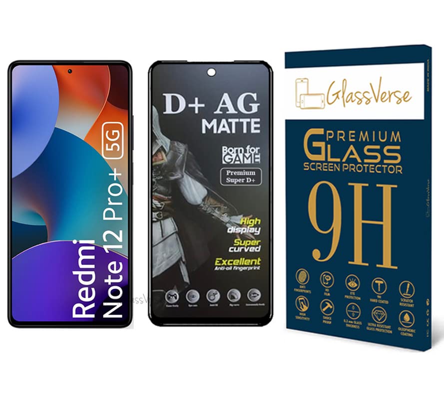 GlassVerse D+ Matte Tempered Glass With 18H Hardness For Redmi Note 12 Pro+ 5G Smartphone(Pack Of 1) With Free Installation Kit Full Screen Coverage If Received Damaged-6.67 Inch