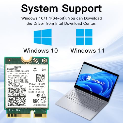 Tarjeta inalámbrica Wi-Fi 7 y Bluetooth 5.4 BE200NGW de Teday, 2,4/5/6 GHz, 5,8 Gbps, para PC de escritorio con Windows 11 y antenas miniatura 6
