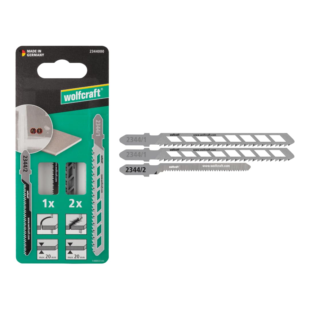 wolfcraft Set di lame per seghetti alternativi, per cartongesso, 3 pezzi - Per realizzare tagli dritti e curvi in pannelli di cartongesso - 2344000
