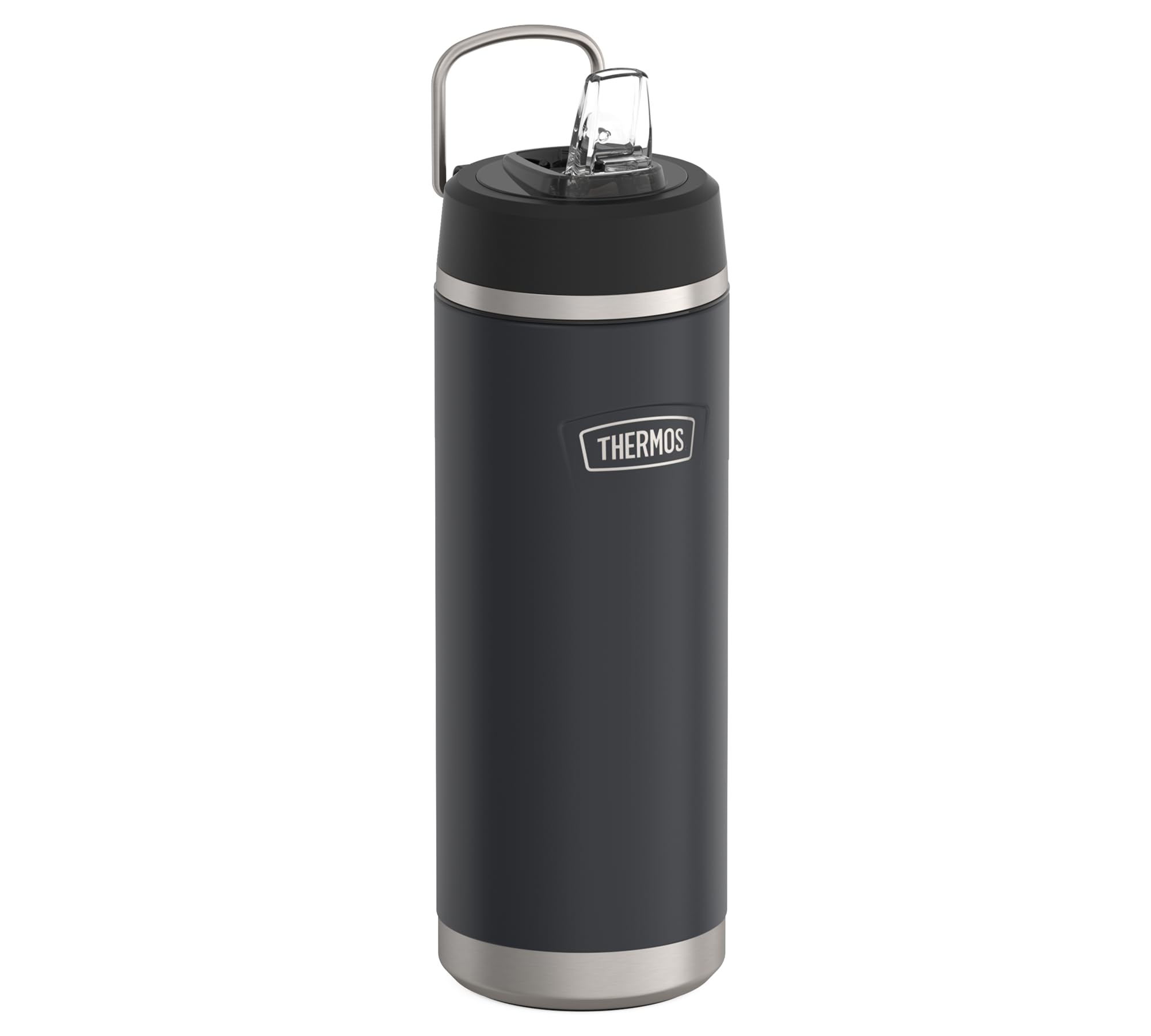 Thermos ICON Insulated Drinking Bottle with Straw, 0.71 L, Graphite Matt, Black, 12 Hours Cold, Stainless Steel, Thermos Flask, Dishwasher Safe, BPA-Free