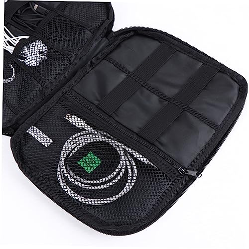 Evita enredos con la bolsa de cable de datos portátil negra Oxford 6