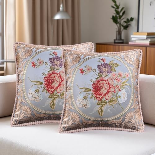 Qupace Set of 2 Vintage Blue Embroidered Throw...