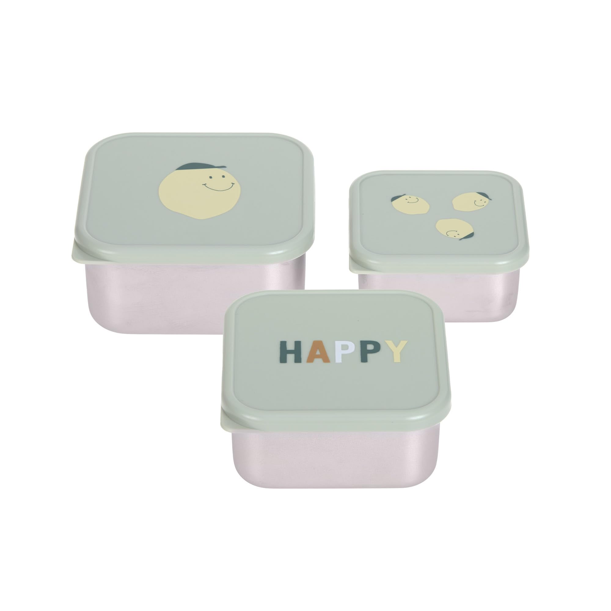 Lässig Happy Fruits Lemon Children's Snack Box Set Of 3 Stainless Steel