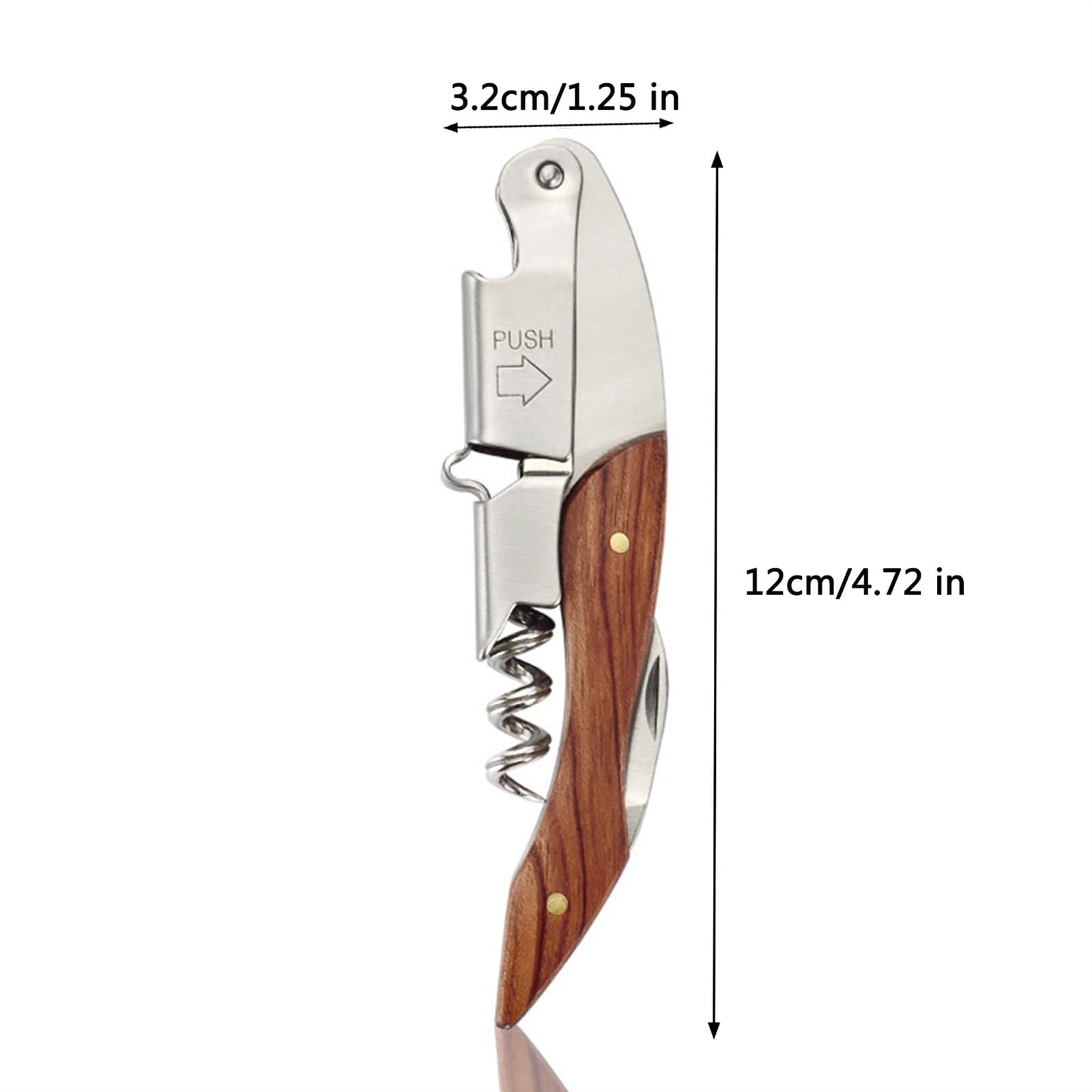 Dosenöffner, manueller Edelstahl-Korkenzieher, Schlüssel, Bierflaschenöffner, Folienschneider, Holzgrifföffner