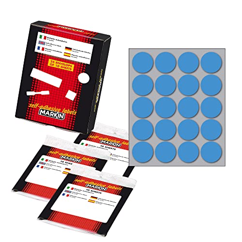 Etichette Markin Adesive Tonda Dimaetro 27 Blu (10 Fogli X20 Etichette/Foglio) 5 [10008Bl]