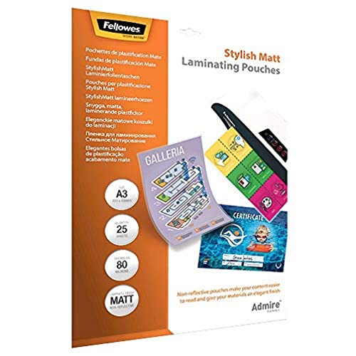 Pochettes Plastification Fellowes A3 80 Microns Mate – Pack 25 – Anti-Reflet & Haute Qualité