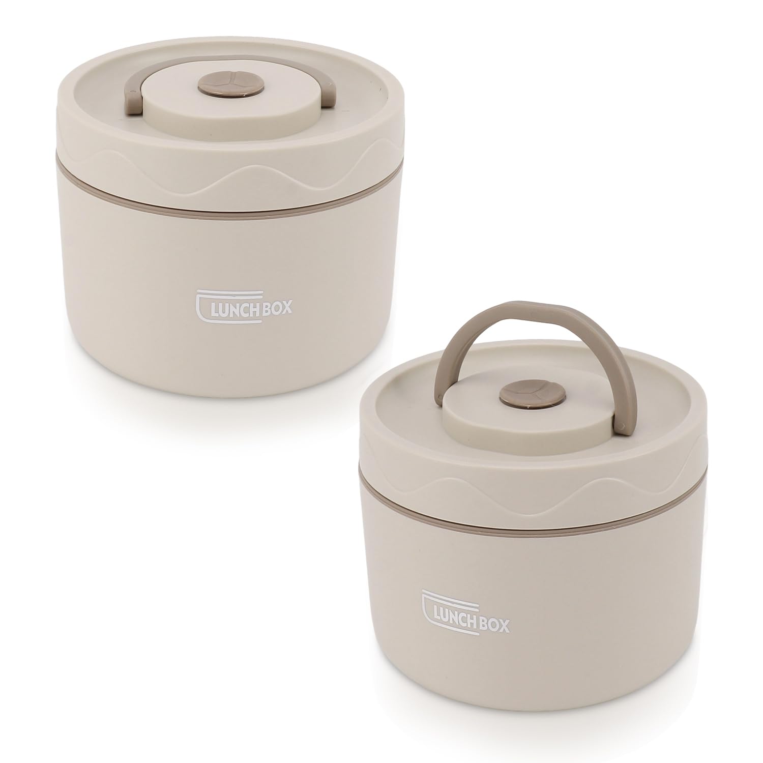 Hapivida Food Thermo, 550ml 304 Stainless Steel Double-Walled Soup Container Portable Round Lunch Food Jar Wide Mouth Bento Box for Work, School, Outdoor Dining (Insulated-Beige*2Pcs) — image 1