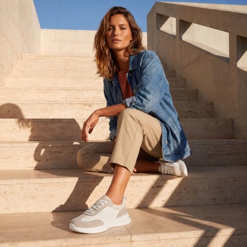 Image of Vepose Women's Retro Platform Sneakers Lightweight Lace Up Walking Shoes | Designer dressy sneakers with memory foam cushioning, grippy sole, and stylish woven or PU looks for work, travel, errands