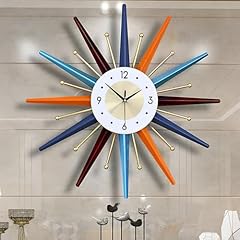 WEMAKMAK 22 Inch Large Starburst Wall Clock – Mid Century Modern Decorative Wall Clock, Silent Non
