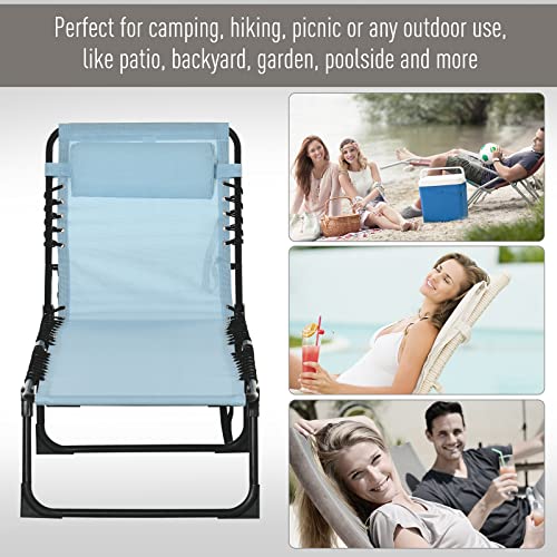 Outsunny Folding Chaise Lounge Pool Chairs, Outdoor Sun Tanning Chairs, Folding, Reclining Back, Steel Frame & Breathable Mesh For Beach, Yard, Patio, Baby Blue #TOP6