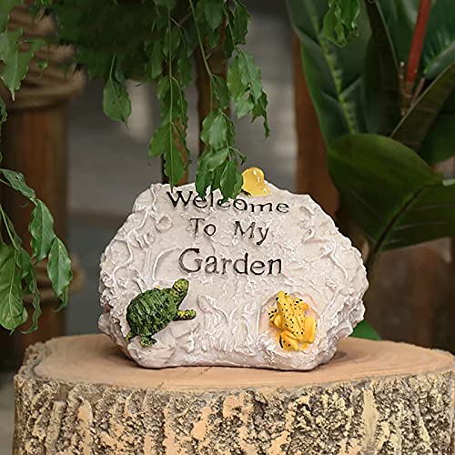 TY&WJ Willkommen Bei My Garden Steinschild,Retro Dekorative Willkommensschild Statuen,Vintage Outdoor Garten-dekor Skulptur Für Hof Terrasse Veranda Rasen Ornamente-EIN EIN Cover