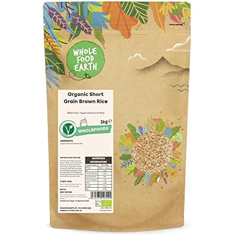 Wholefood Earth Organic Short Grain Brown Rice 2kg GMO Free | Vegan | Source of Fibre | Certified Organic Cover
