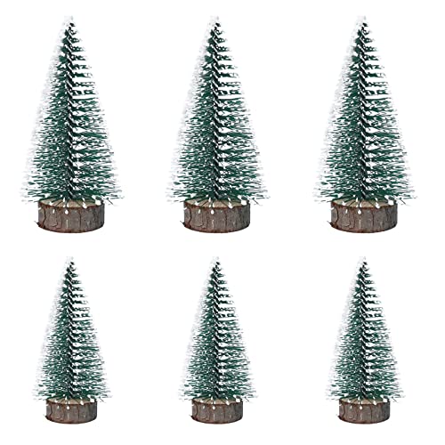 STOBOK Mini Artificial Christmas Tree Frosted Christmas Tree Desktop White Cedar - 6pcs