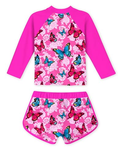 Image of Vogseek Girls Rash Guard Two Pieces Swimsuit Long Sleeve Bathing Suit for 3-10 Years
