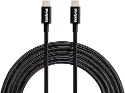 Cabo USB-C 1,5m em Nylon Intelbras EUCC 15NP Preto
