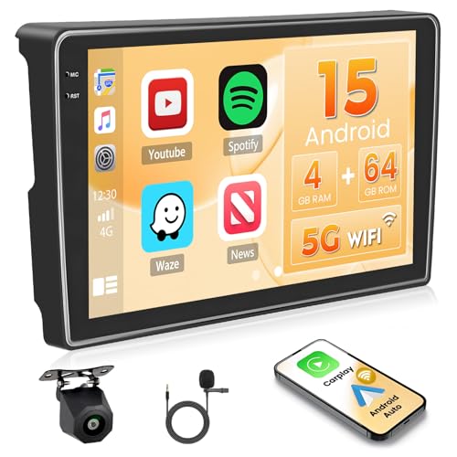 Hikity 4+64GB Radio Coche Android 15 para Citroen Berlingo B9 2008-2017/ Peugeot Partner 2008-2019 con Carplay Android Auto Inalambrico, Incell Pantalla táctil de 9'' con BT/GPS/WiFi/FM/RDS+CAM+Mic