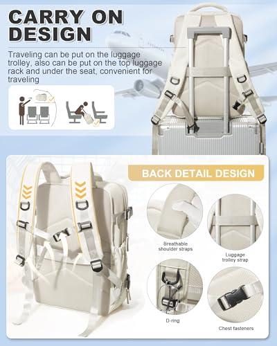 Image of winspansy Vacuum Backpack Travel Essentials with Air Pump Compression Bags for Travel Carry on Flight Approved Seal Vacpack Personal Item Backpack with Vacuum System for Women Men Beige