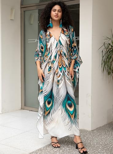 Kaftan Dress for Women,2025 Plus Size Hawaiian Batwing Sleeve Beach Cover Up Summer Swimsuit Dresses4