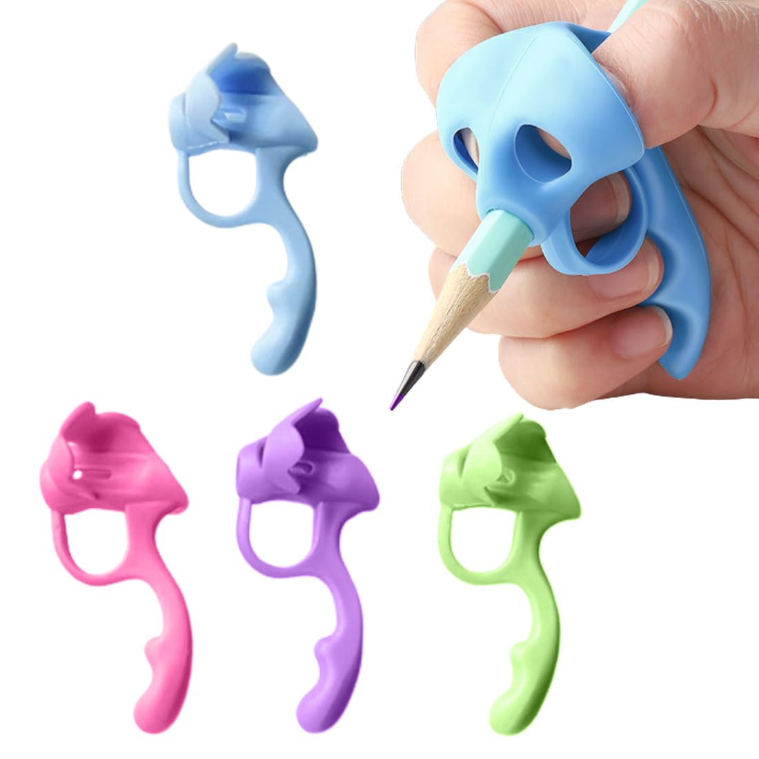 OSUWLSI 4 Piezas Ayuda para Escribir con Lápiz para Niños, Grips para Lápices para Niños, Grips para Lápices de Silicona, Herramienta de Corrección de la Postura de Escritura para Lápices