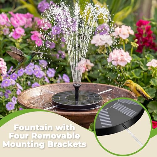Image of AISITIN Solar Fountain Pump for Bird Bath with 4 Fixer & 6 Nozzles