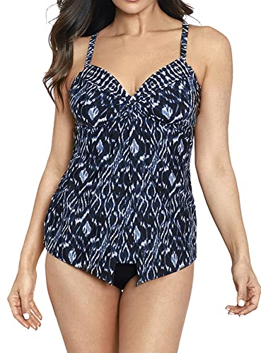 Miraclesuit Women's Plus Size Swimwear Palatium Love Knot Tummy Control Underwire Tankini Top2