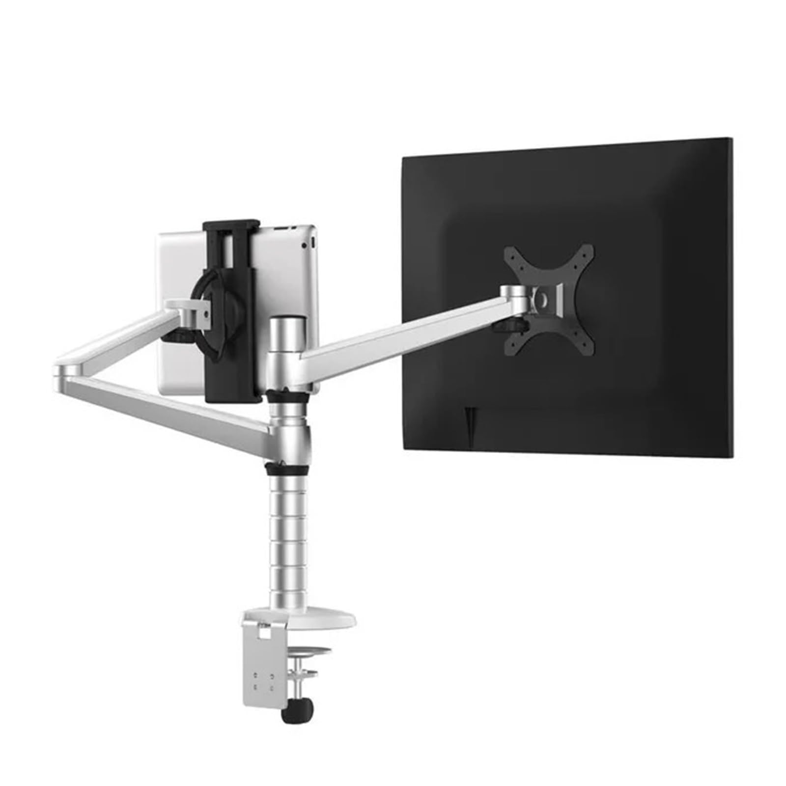 HPTHLY Oa-8 Desk Clamp Full Motion Height Adjustable Dual-Arm Stand + Single-Arm Monitor Stand
