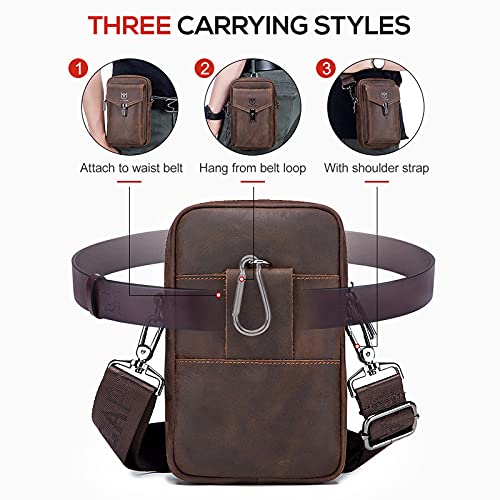 yeacher Carteira masculina de couro bolsa de viagem mensageiro celular bolsa cruzada