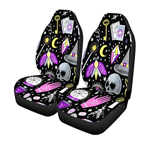Pinbeam Car Seat Covers Pattern Magic Witch Witchcraft Alchemy Black Bohemian Drawing Esoteric Set of 2 Auto Accessories Protectors Car Decor Universal Fit for Car Truck SUV Pinbeam Car Seat Covers Pattern Magic Witch Witchcraft Alchemy Black Bohemian Drawing Esoteric Set of 2 Auto Accessories Protectors Car Decor Universal Fit for Car Truck SUV