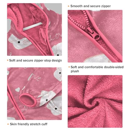 OTVEE Seamless Cute Pig Face Pink Love Kids Hoodie Jacket Fall Spring Full Zip Warm Outwear Coat3